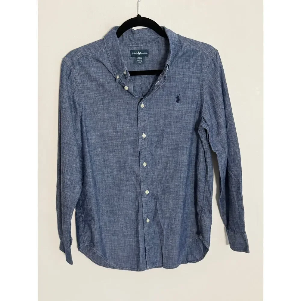 Ralph Lauren Chambray Boys Button down size large 14-16